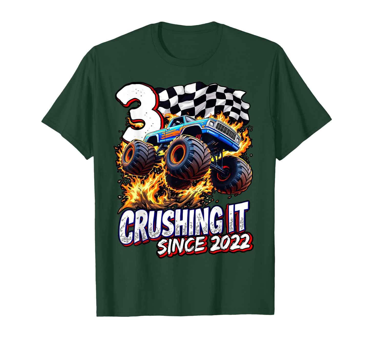 Birthday Monster Truck 3 year Old Boys 3rd Party Born 2022 T-Shirt