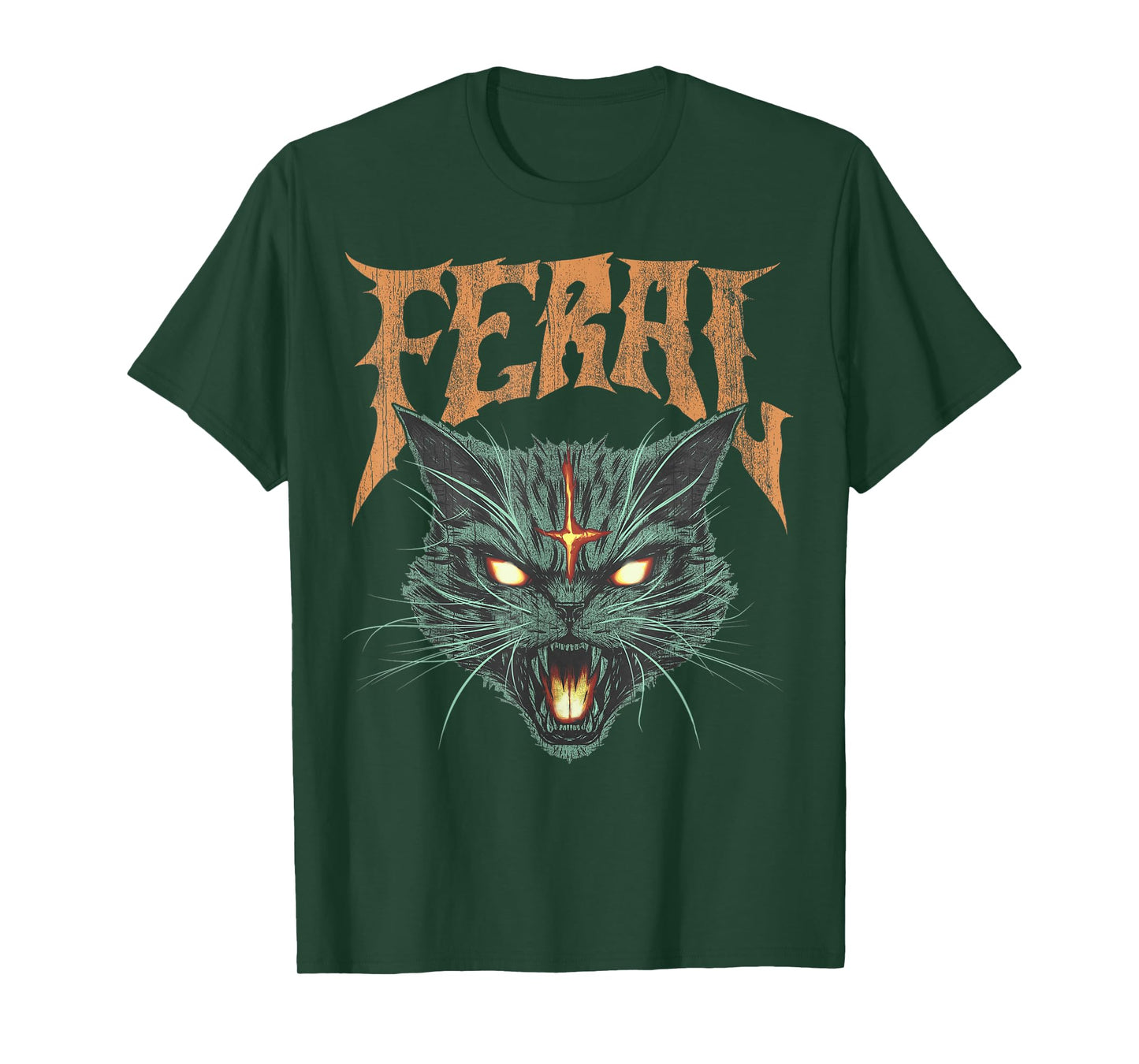 Vintage Retro Feral Cat Graphic Tee T-Shirt