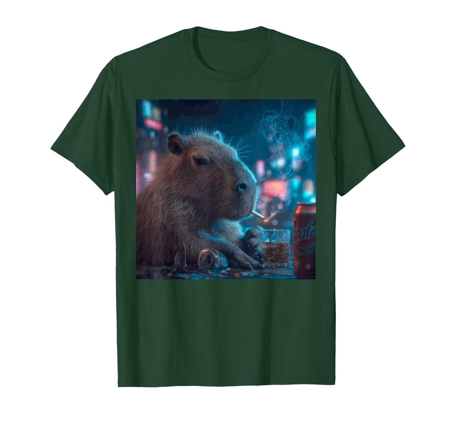 Funny Graphic Capybara Smoking Adult Funny T-Shirt