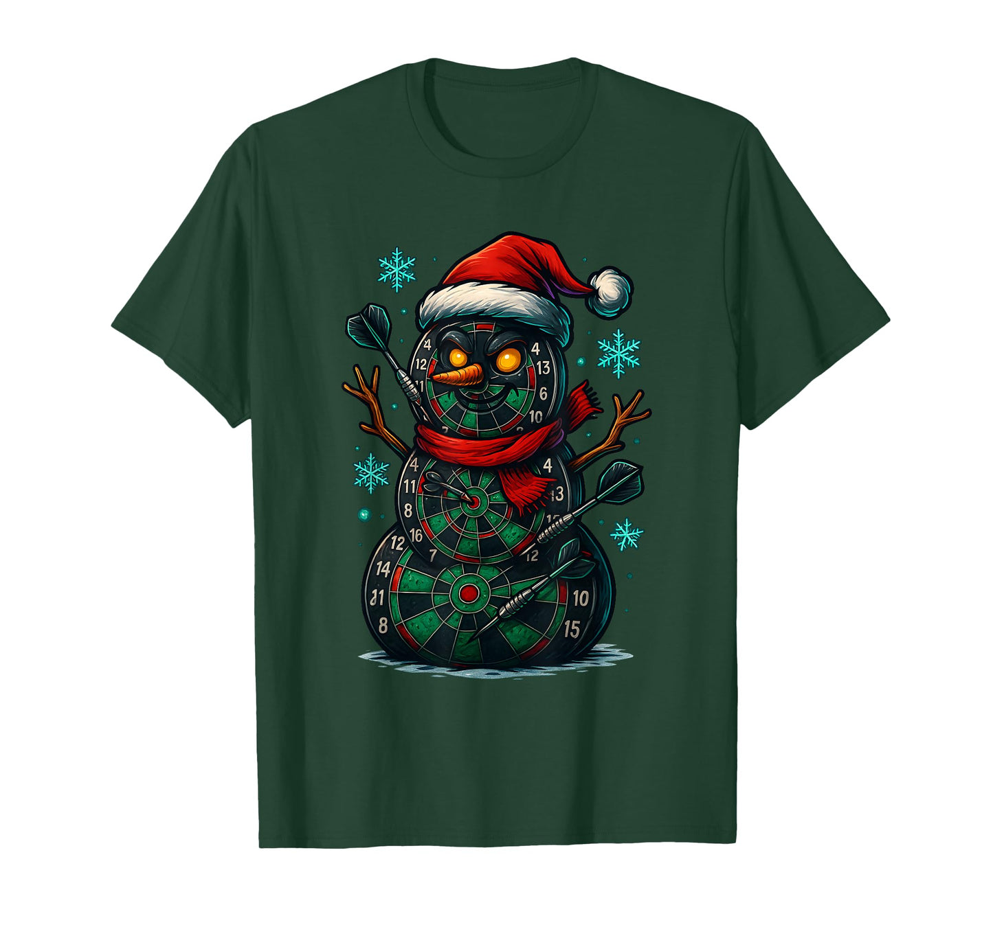 Funny Dartboard Snowman Christmas Santa T-Shirt