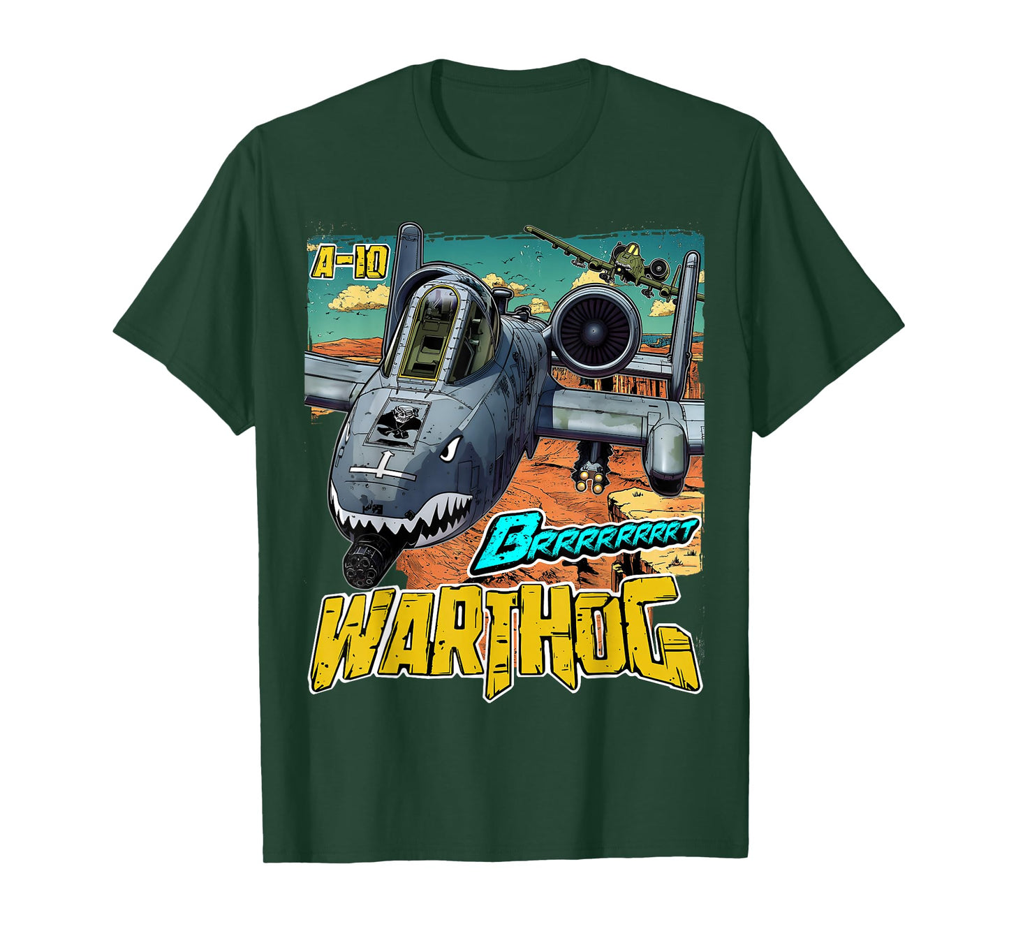 A-10 Warthog Jet Airplane Brrrt Funny Comic Graphic T-Shirt