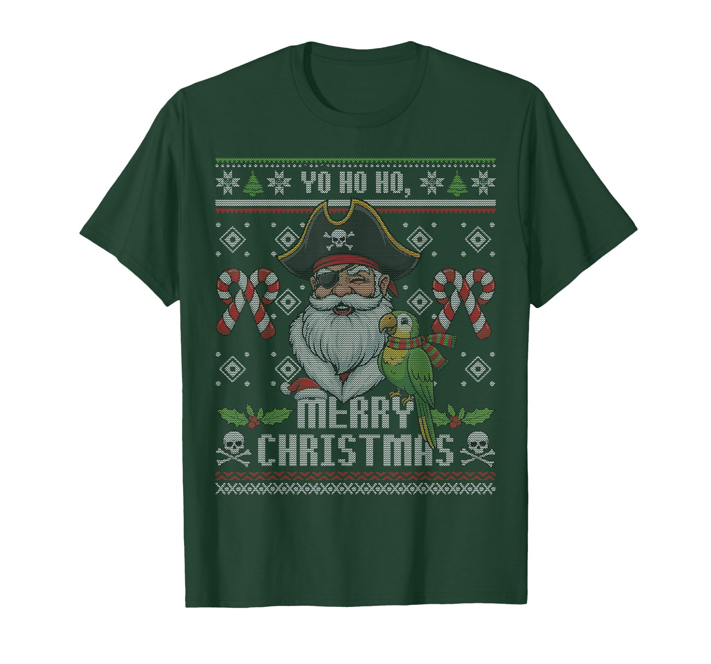 Merry Christmas Funny Pirate Santa Ugly Christmas T-Shirt