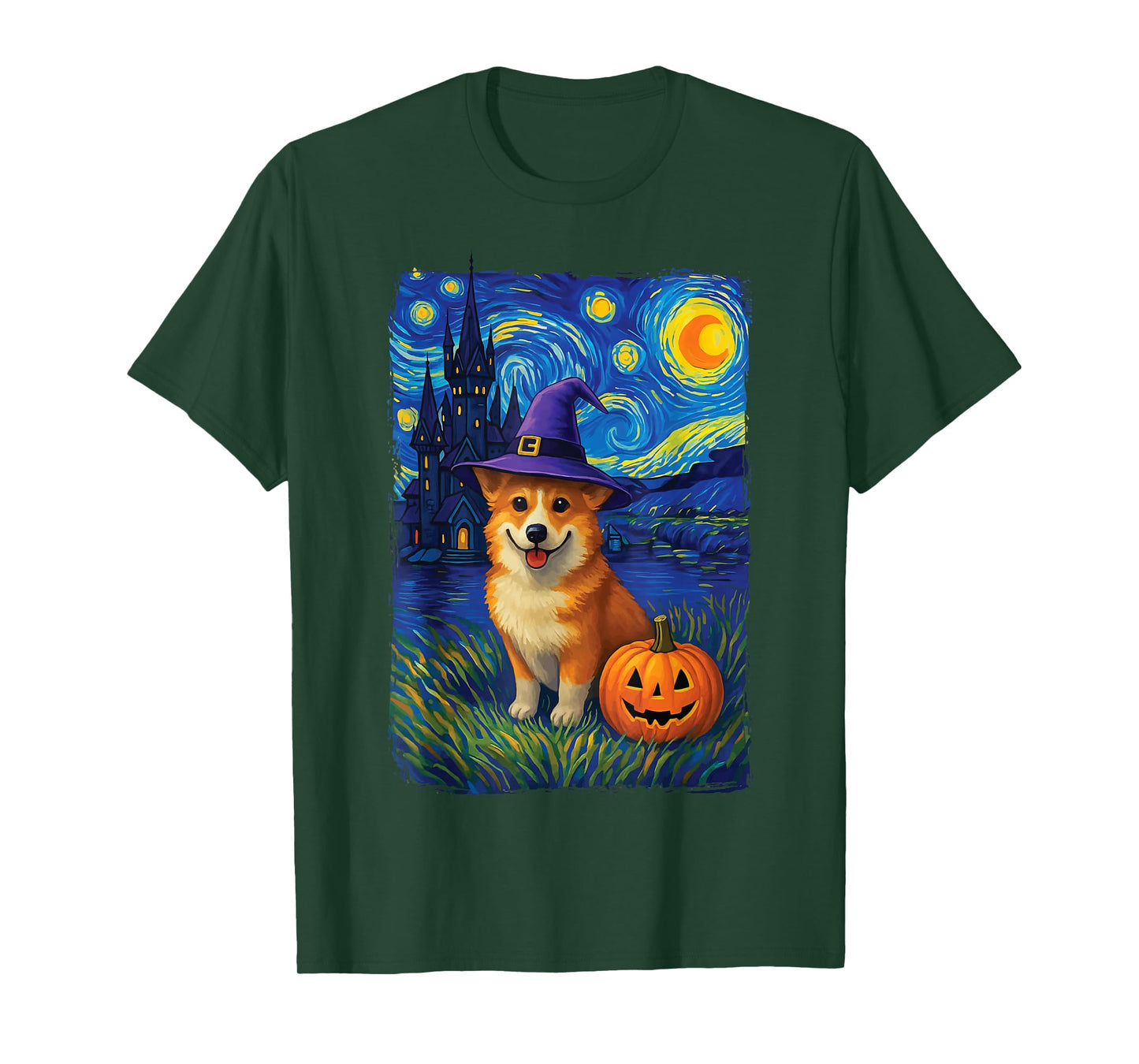 Corgi Starry Night Halloween T-Shirt