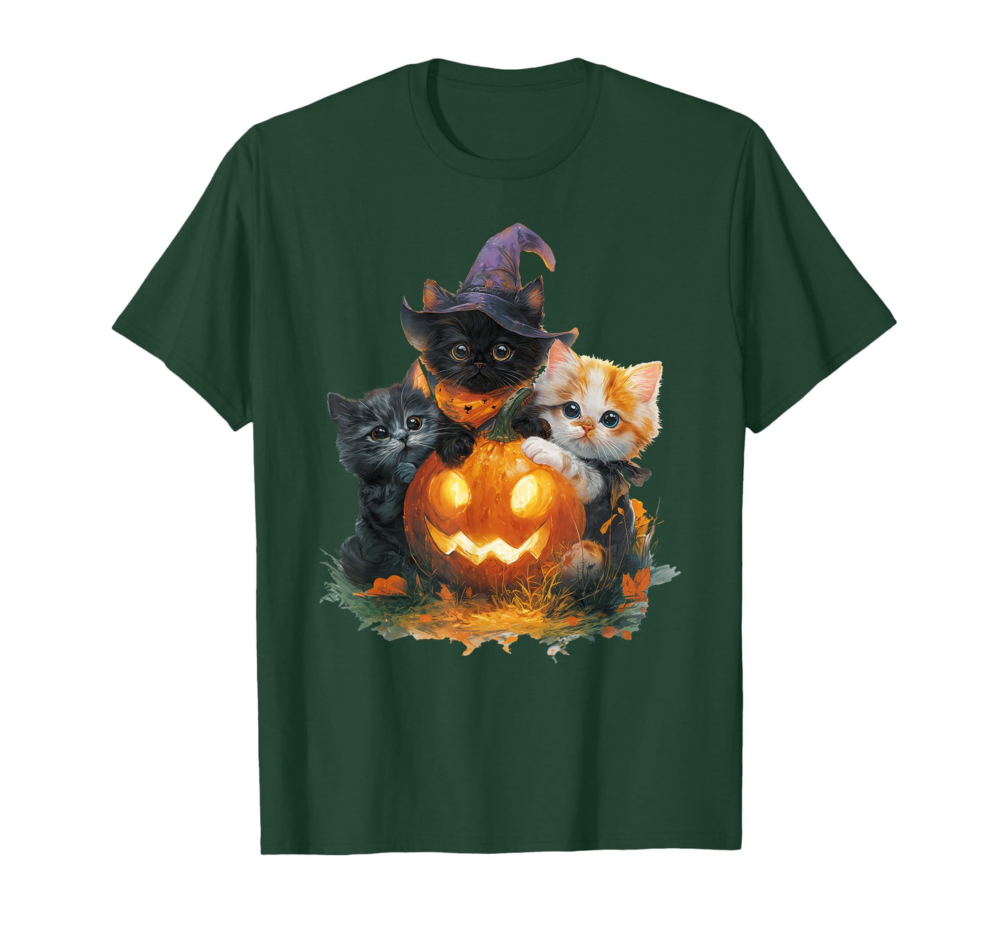 Vintage Kittens Pumpkin Cute Cat Spooky Season Halloween T-Shirt