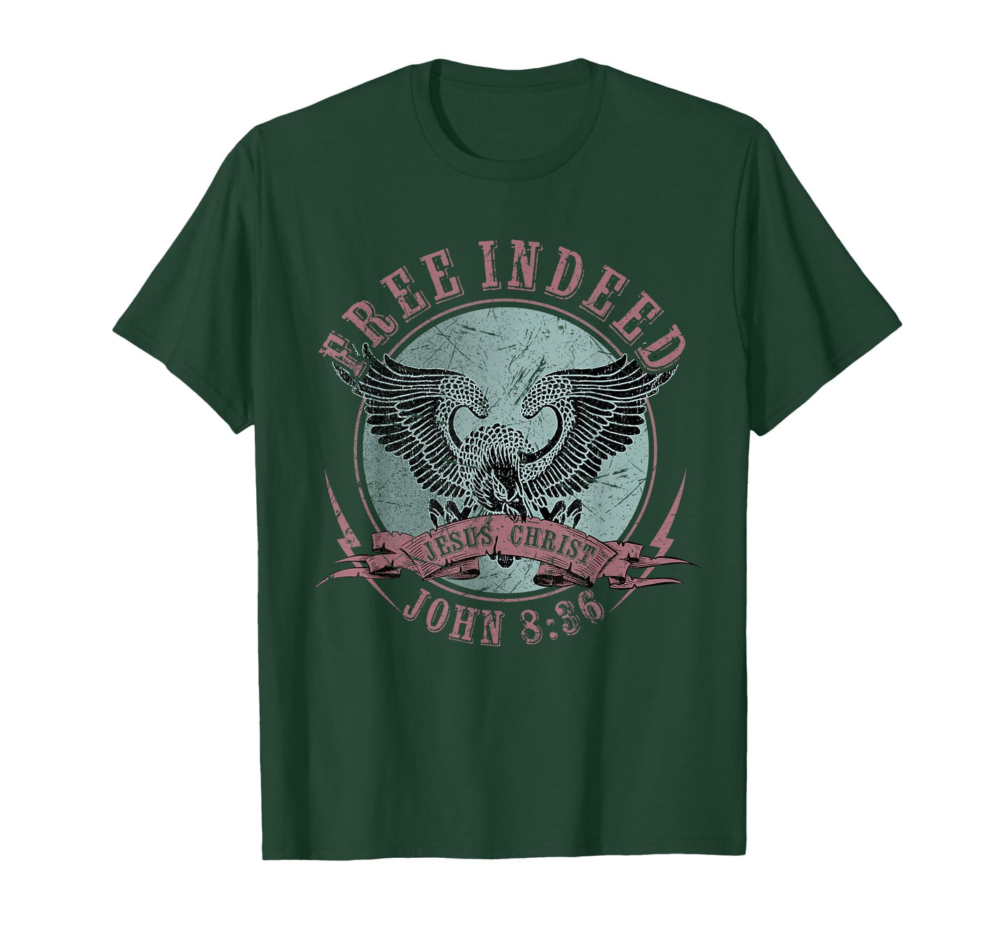 Free Indeed Faith Based Christian, John 8:36 Bible Verse Tee T-Shirt