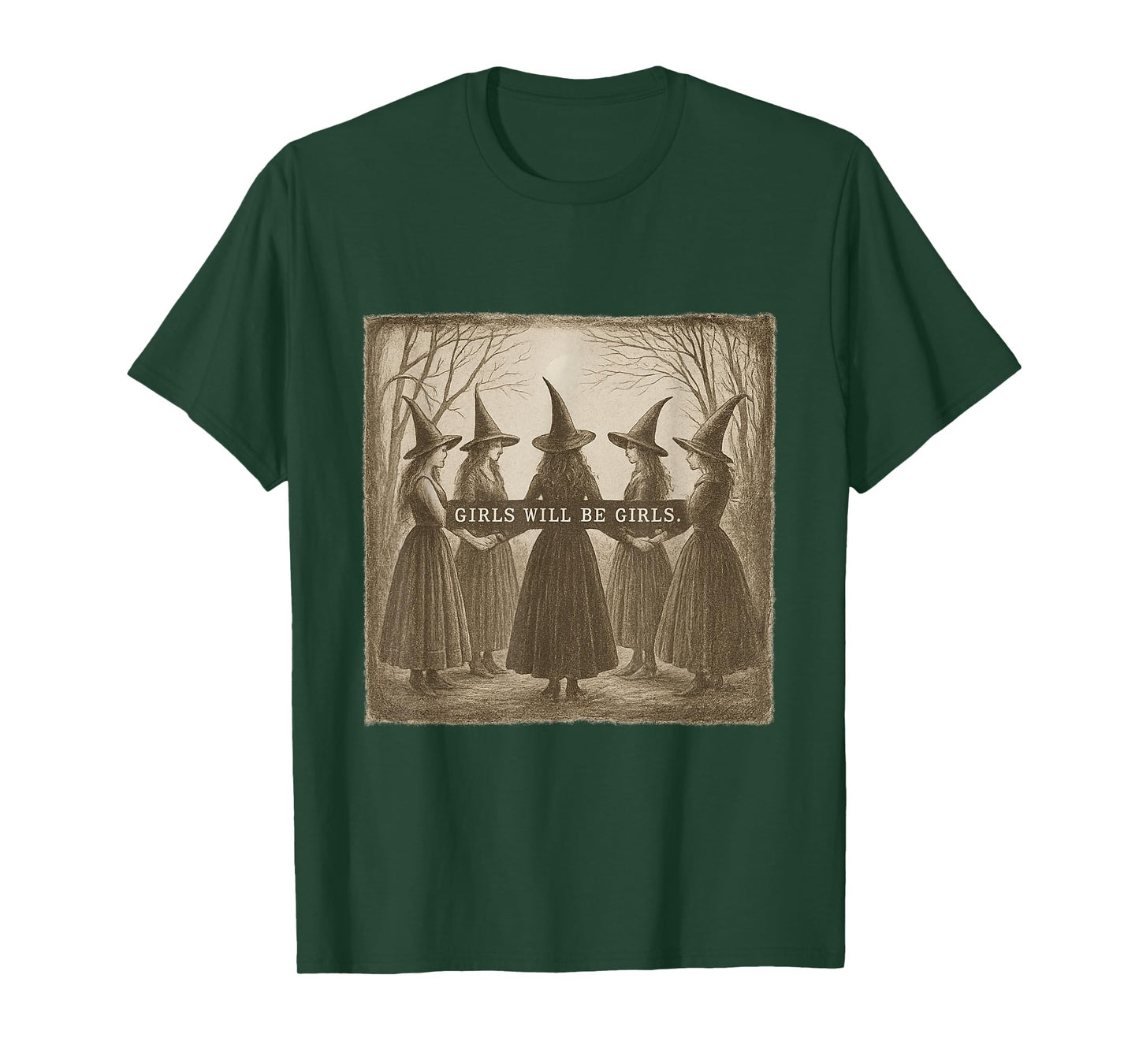 Girls Shall Girls Witch Coven Vintage Art T-Shirt
