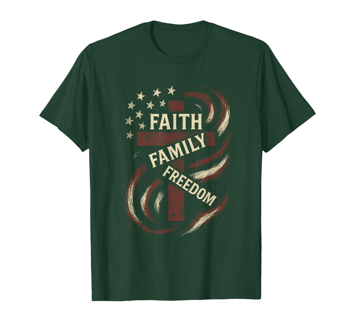 Faith Family Freedom - Patriotic Christian USA T-Shirt