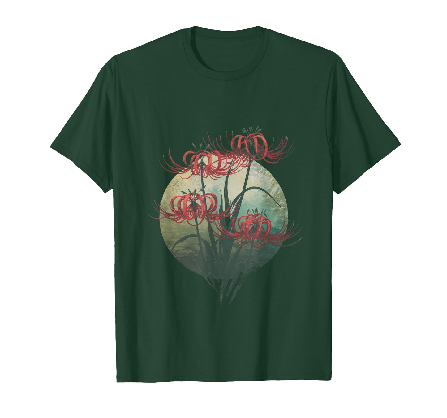 Japanese Spider Lilies design Red flowers T-Shirt