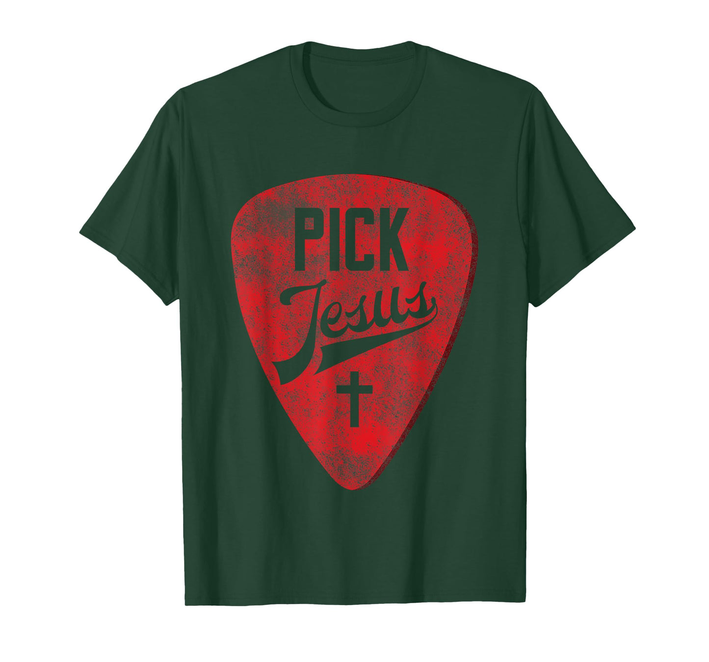 Pick Jesus - Christian Music Pastor Guitar T-Shirt Red Pick T-Shirt