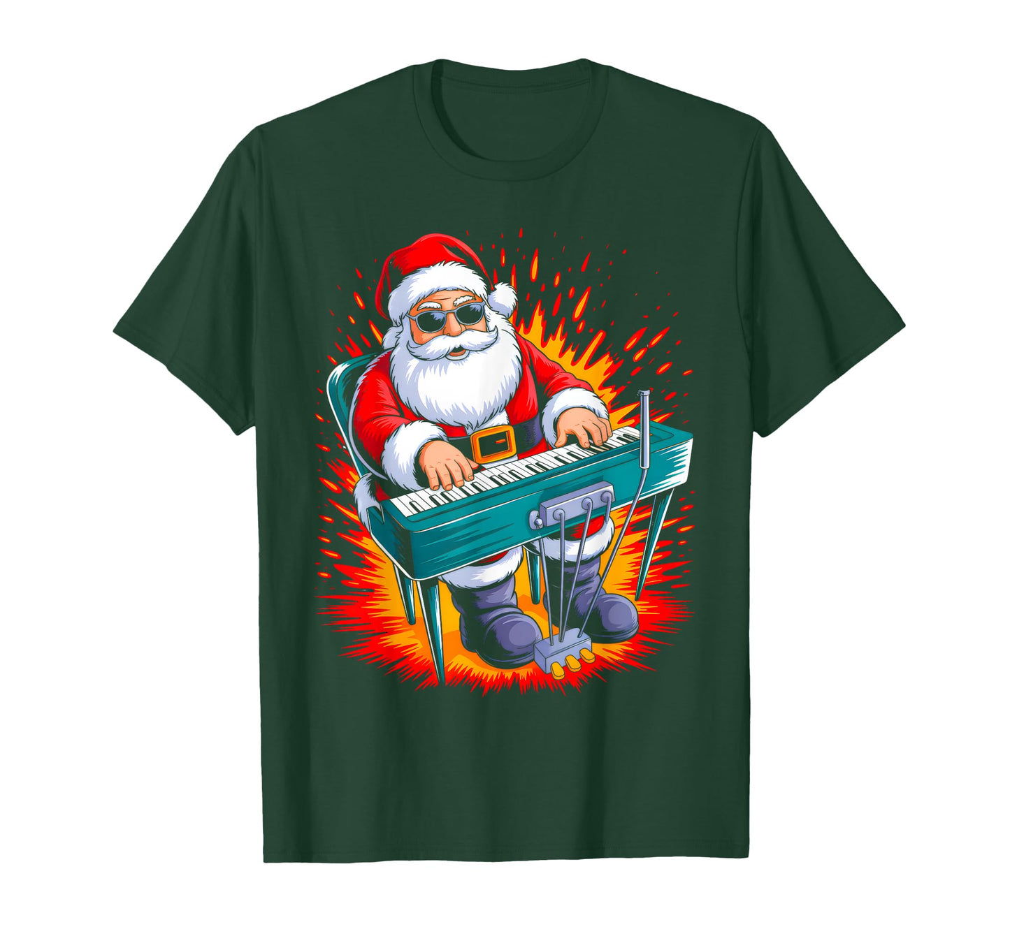 Piano Santa Playing Drums Funny Christmas Music Lover Boys T-Shirt