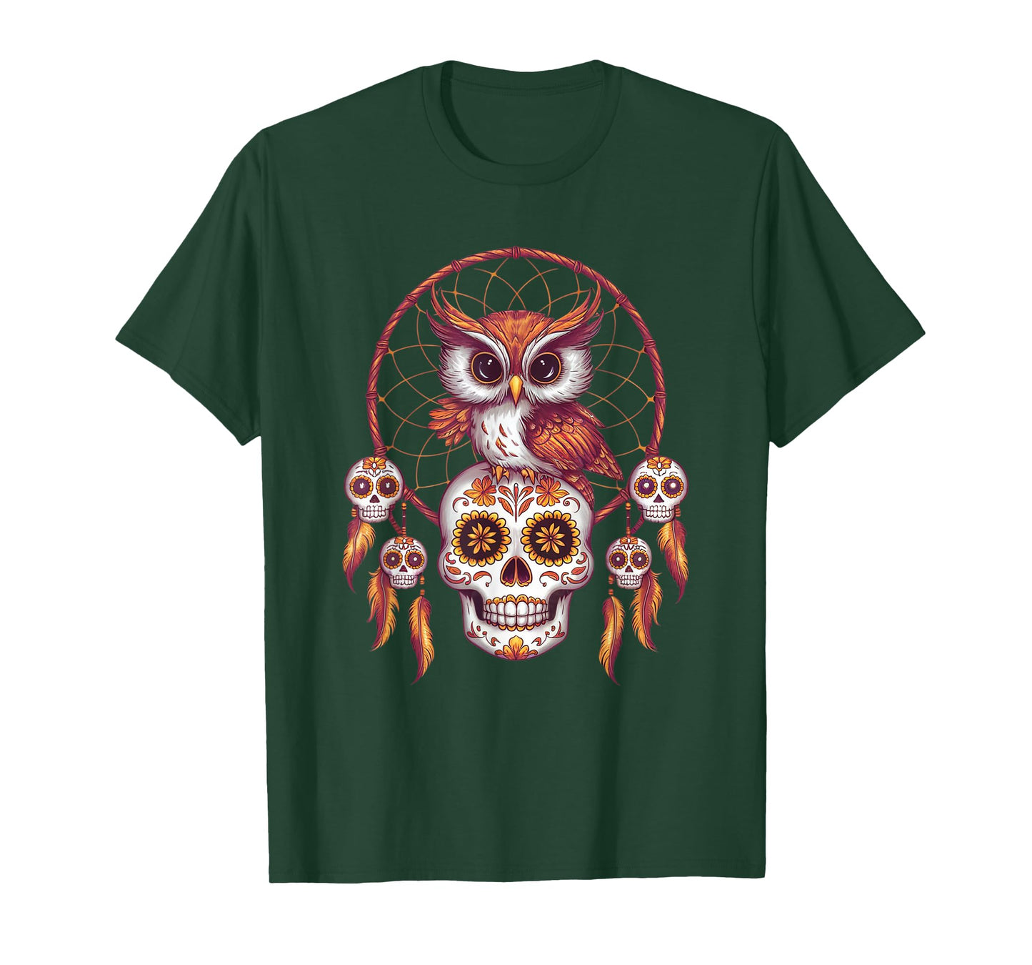 Sugar Skull Owl Day of Dead Halloween Dia De Muertos T-Shirt
