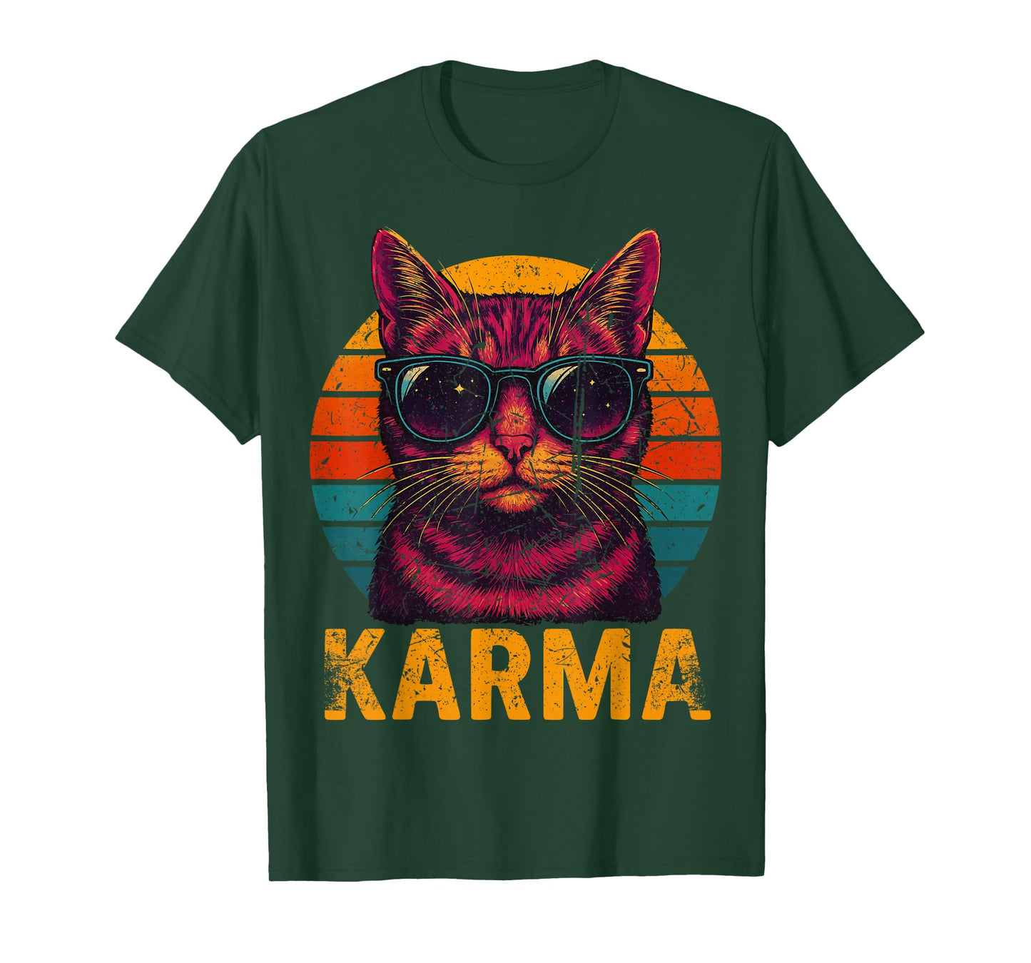 Vintage Cat Music Gifts For Teens Girls Kids Women Men Karma T-Shirt