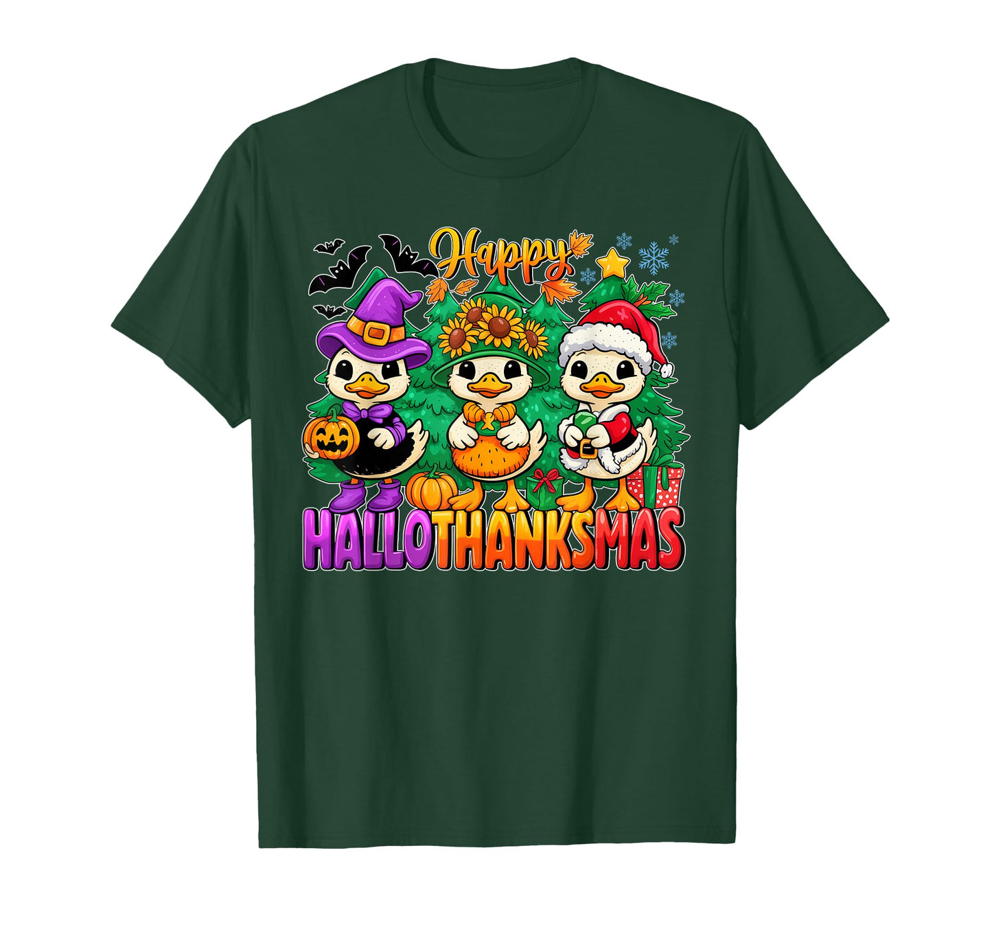 Gooses Halloween Thanksgiving Christmas Happy HalloThanksMas T-Shirt