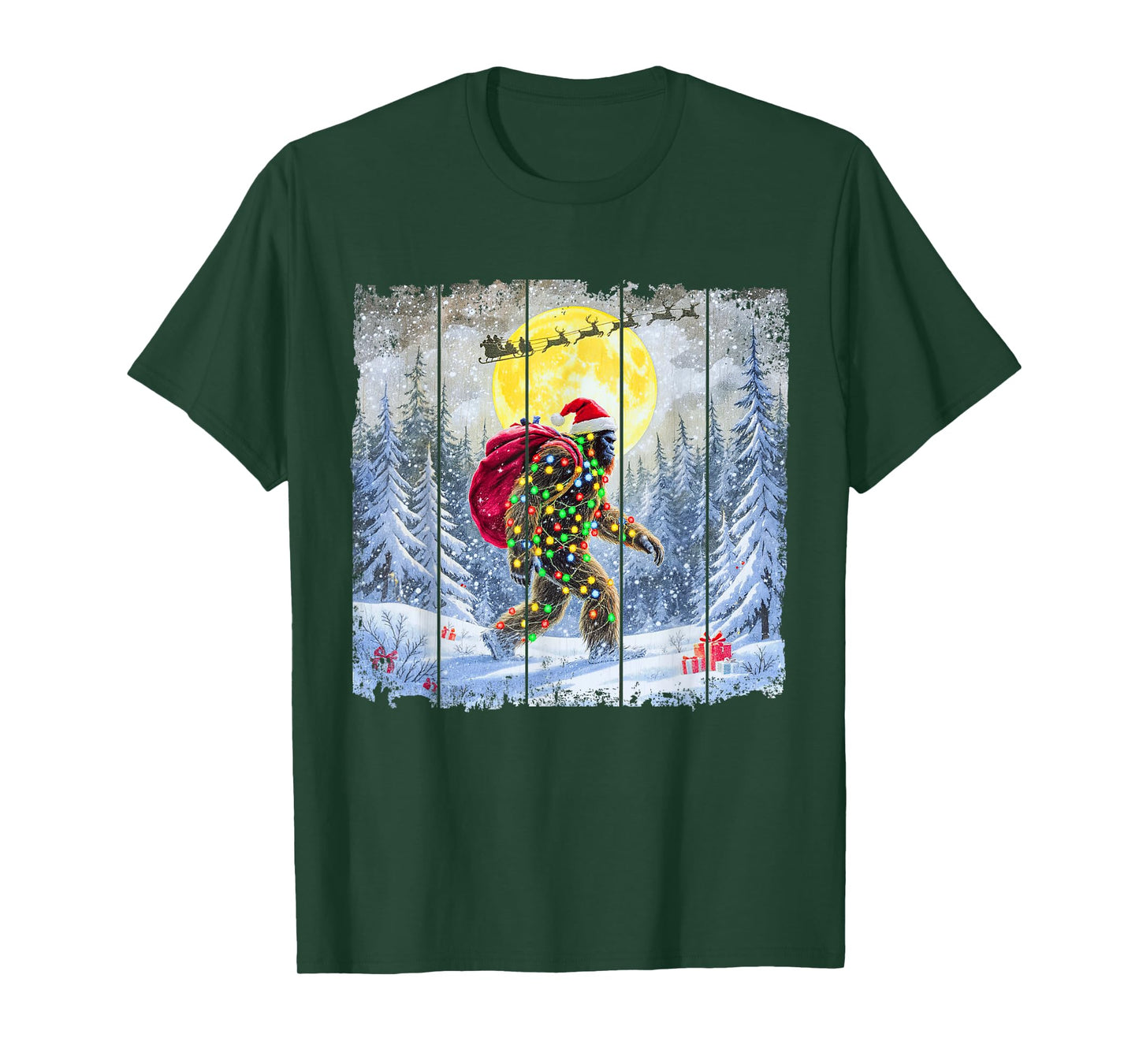 Bigfoot Christmas Shirt Christmas Tree Xmas Sasquatch T-Shirt