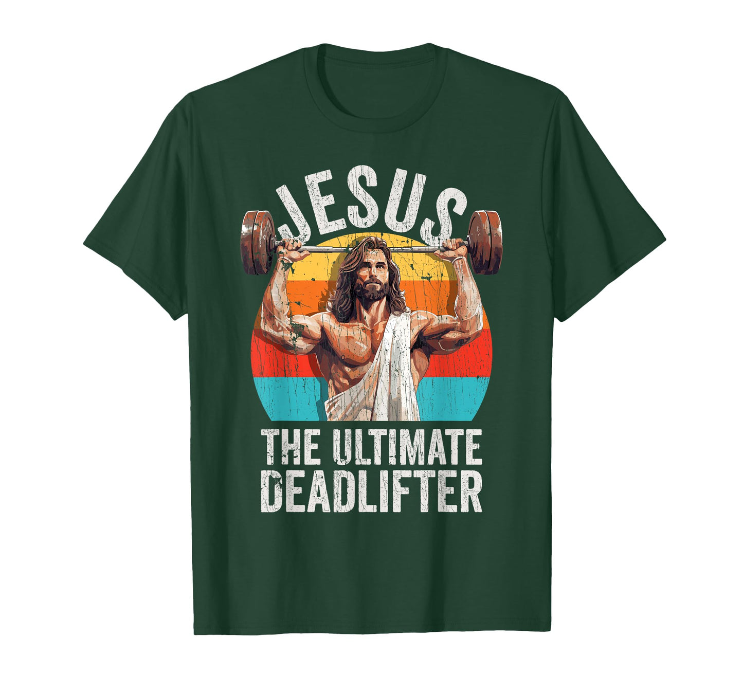 Vintage Jesus The Ultimate Deadlifter Funny Gym Bodybuliding T-Shirt