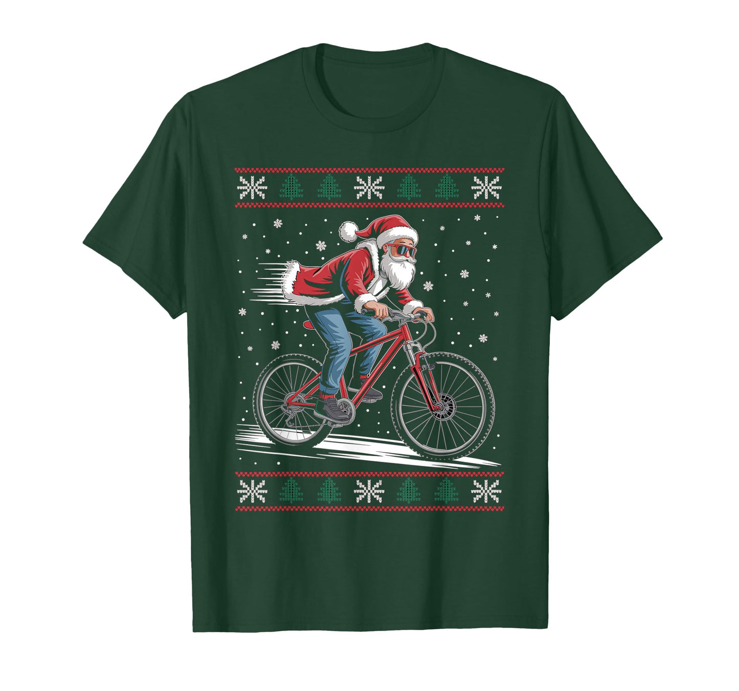Santa Claus Mountain Bike Ugly Christmas Sweater MTB T-Shirt