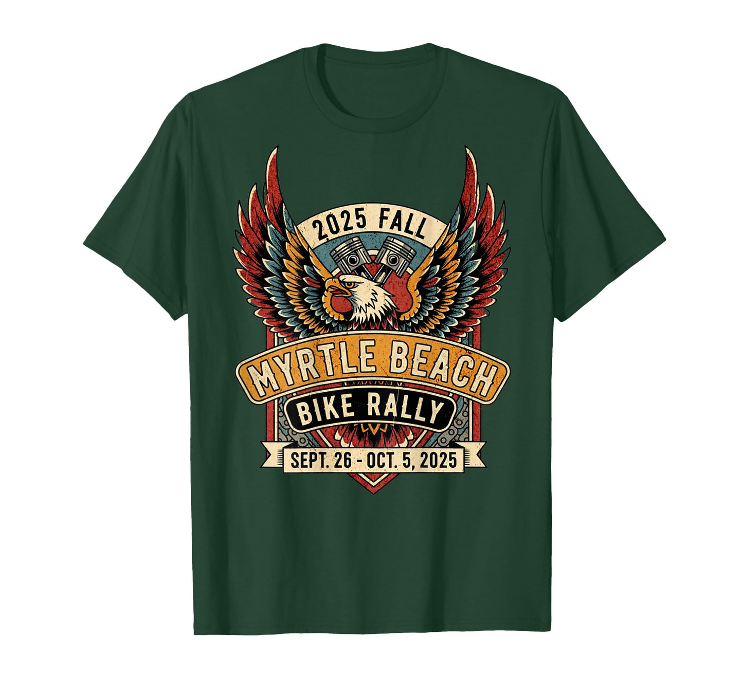 2025 Fall Myrtle Beach Bike Rally with Vintage Art ON Back T-Shirt