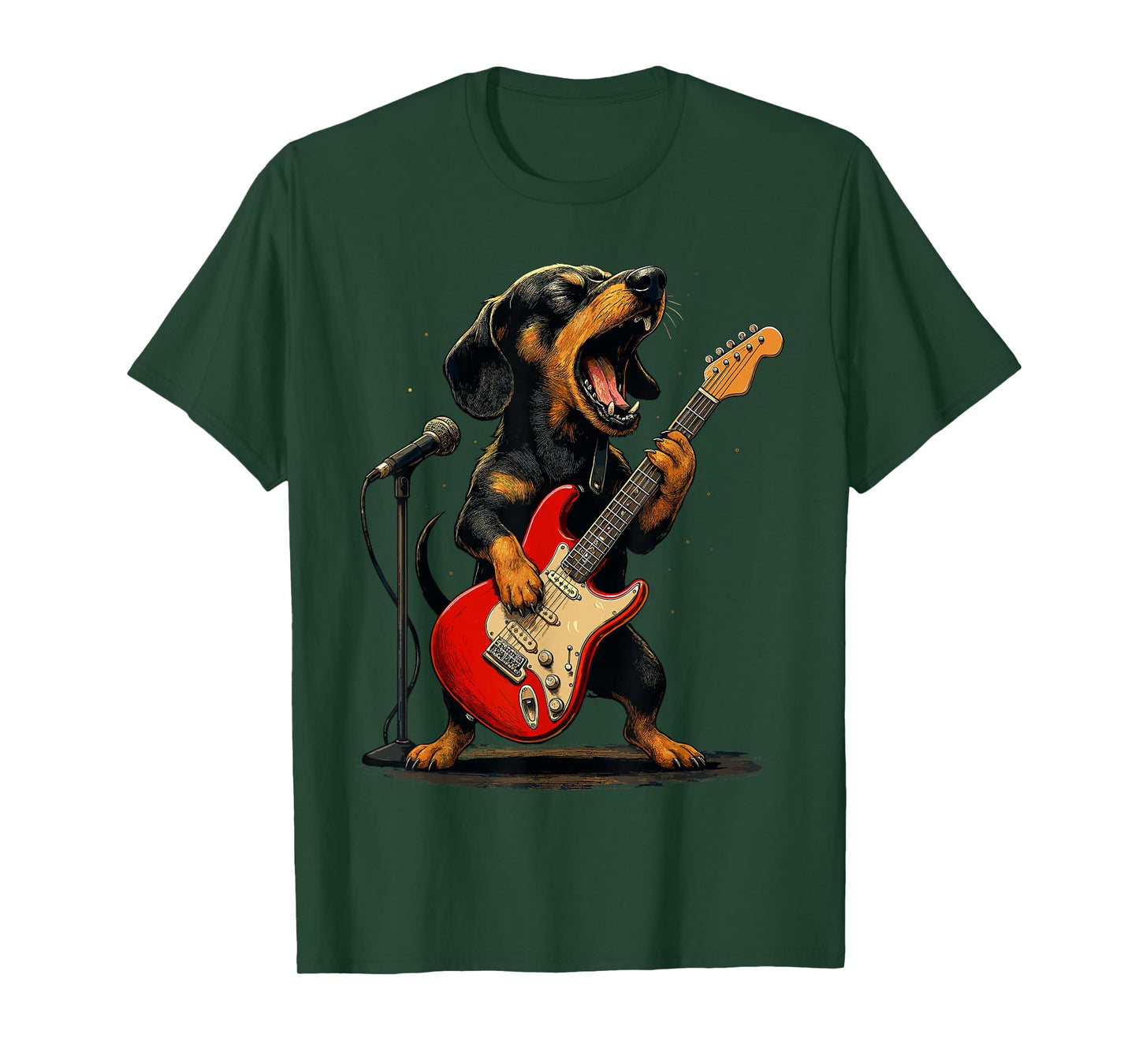 Dachshund Dog Guitar Shirt, Funny Rock and Roll Weenie Dog T-Shirt