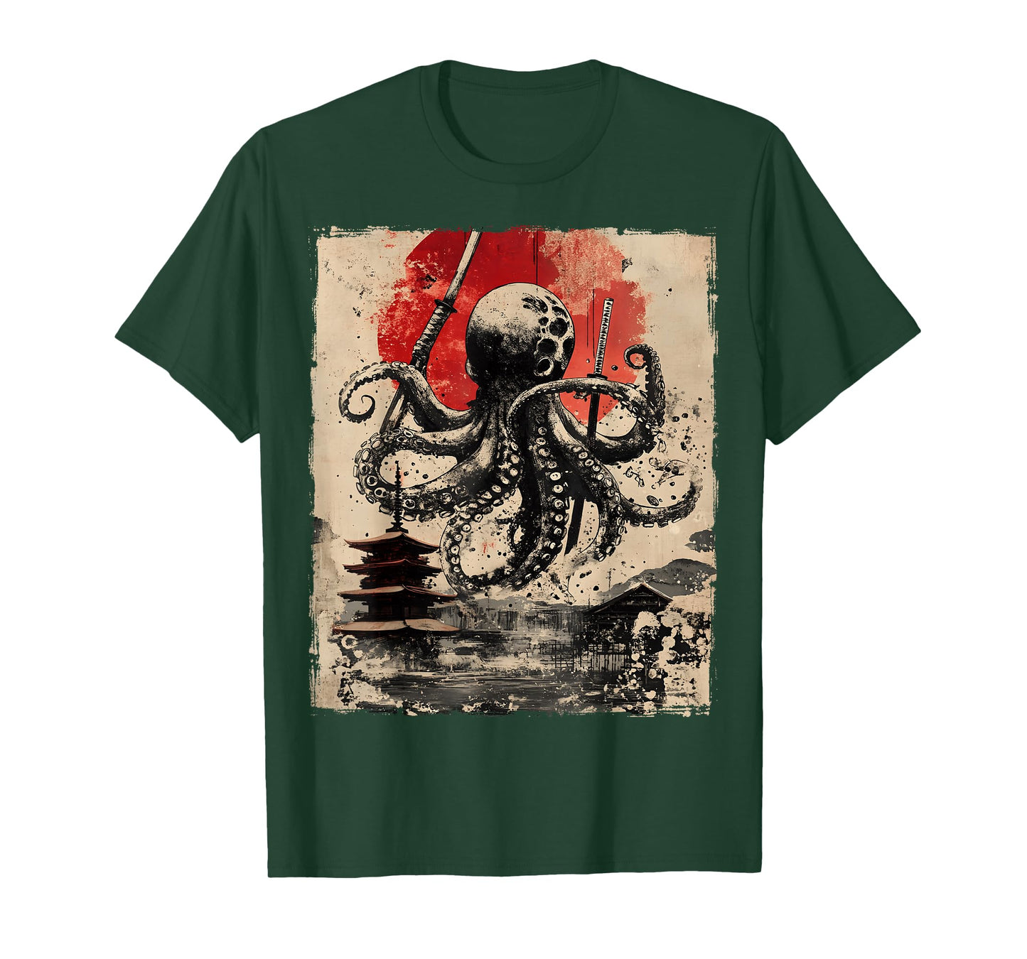 Samurai Octopus Japanese Funny Vintage Ukiyo-e Art T-Shirt