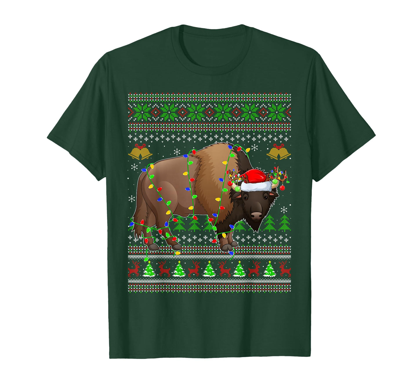 Bison Ugly Christmas Sweaters Holiday Santa Cute Xmas T-Shirt