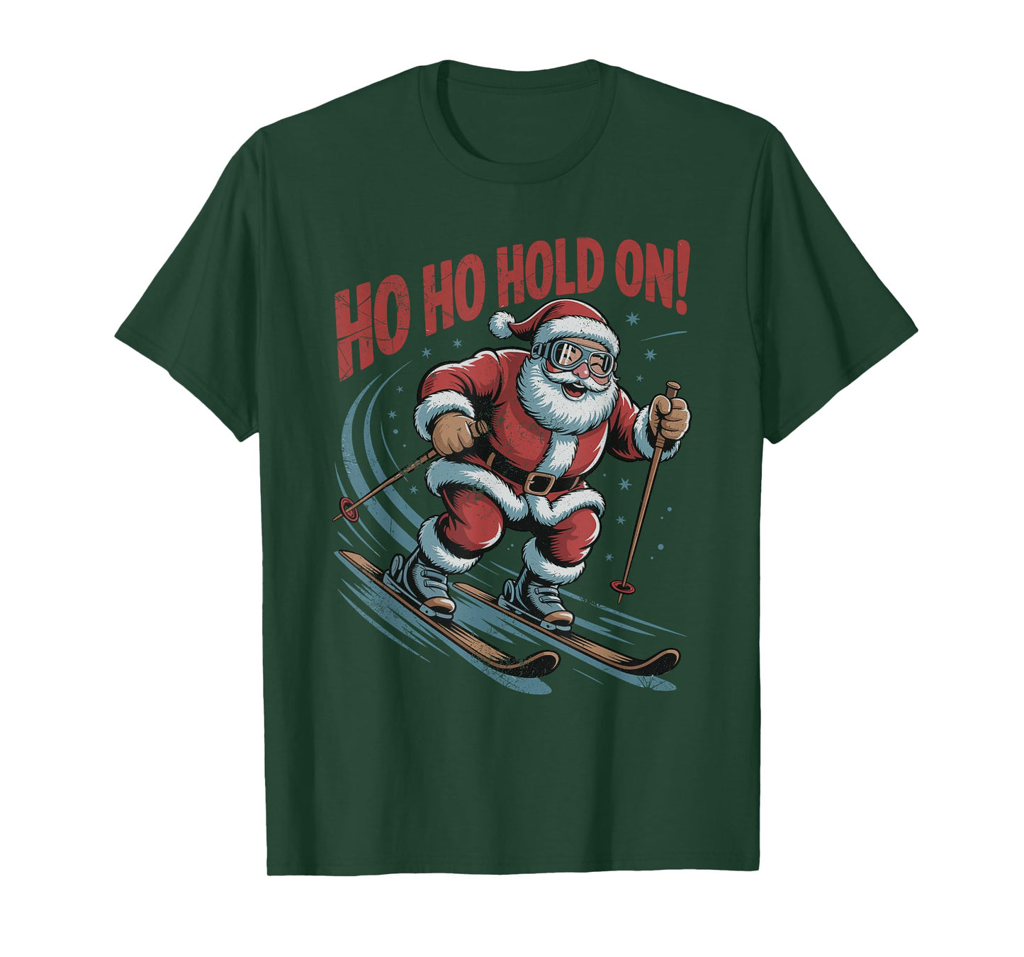 Santa Skiing Retro Vintage 90s Christmas Holiday Sports T-Shirt