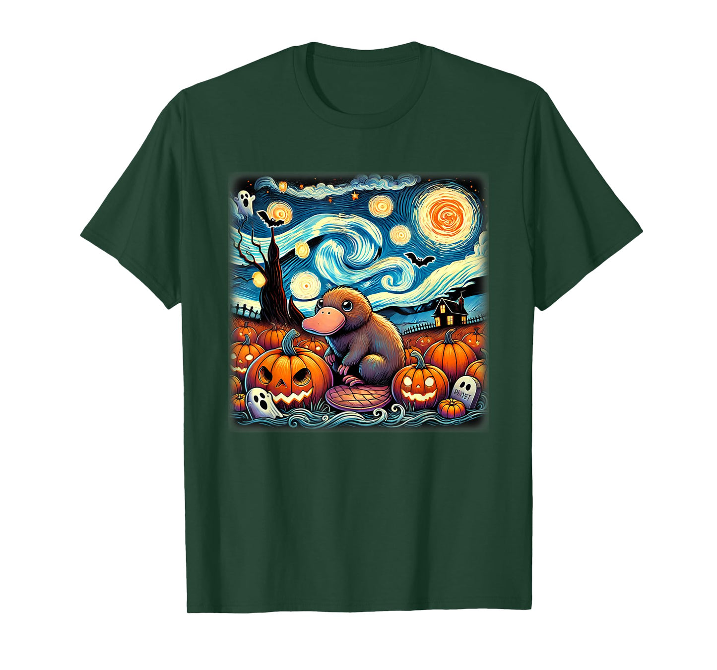 Starry Night Platypus Halloween T-Shirt