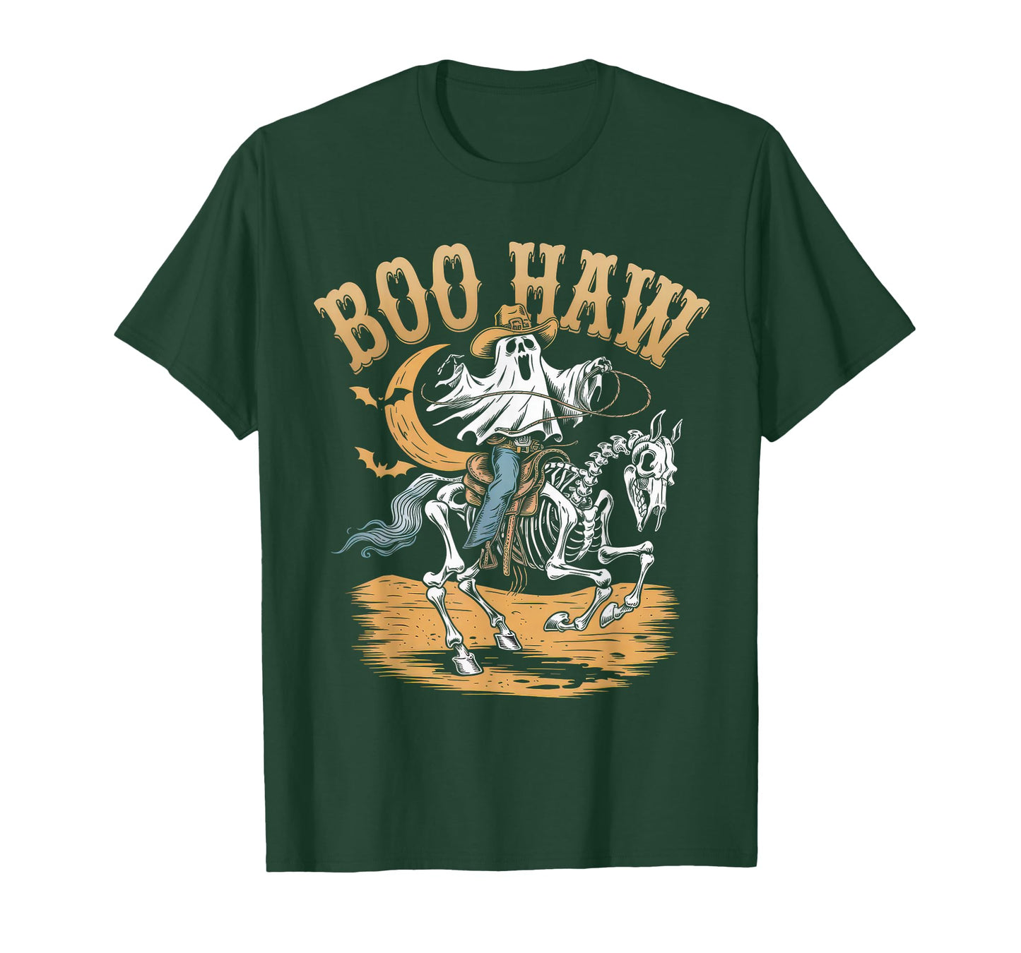 Halloween Costume Boo Haw Witch Skeleton Scary Rodeo Western T-Shirt