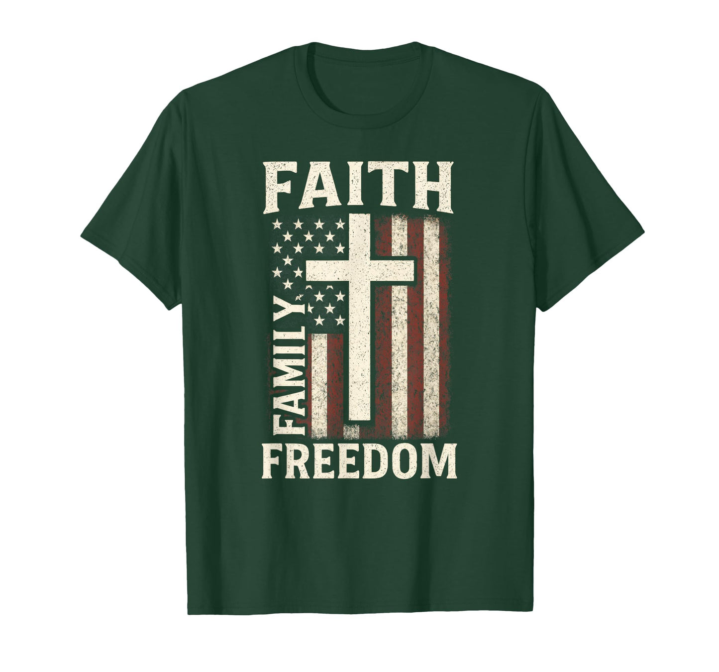 Faith Family Freedom - American Christian Patriotic T-Shirt