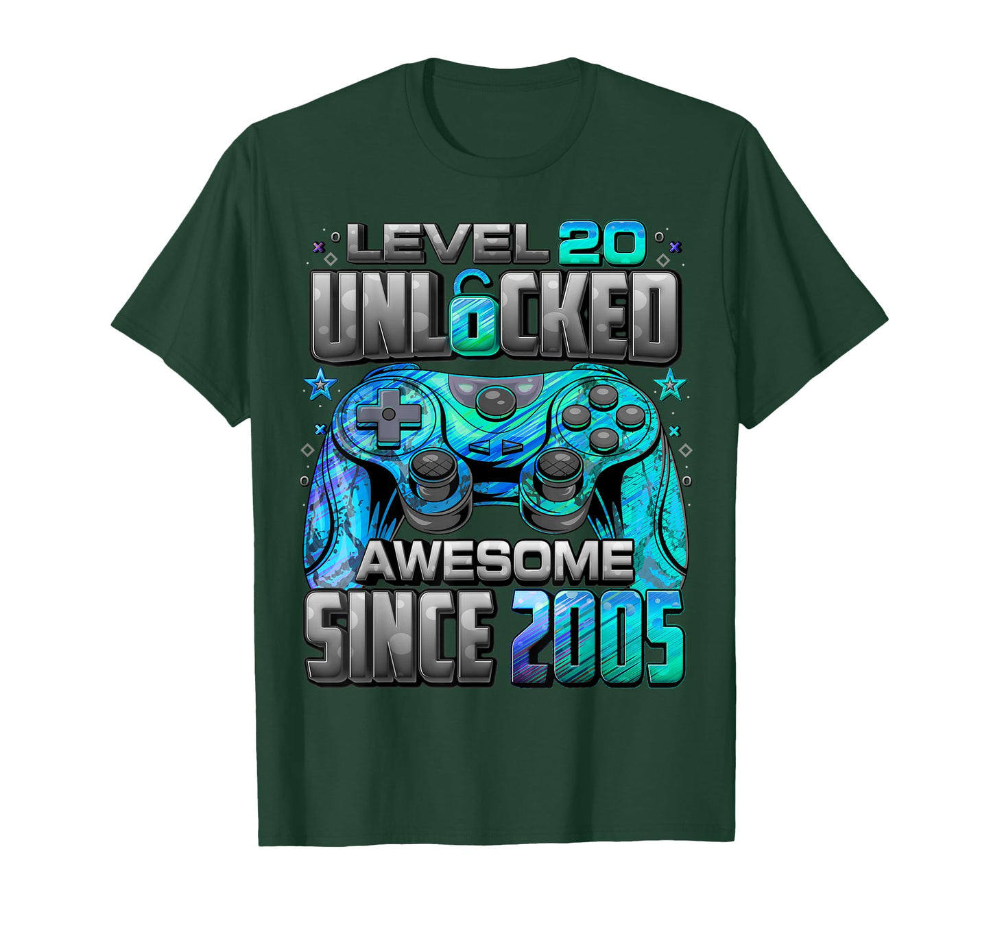 Level 20 Unlocked Awesome Since 2005 20th Birthday Gaming T-Shirt