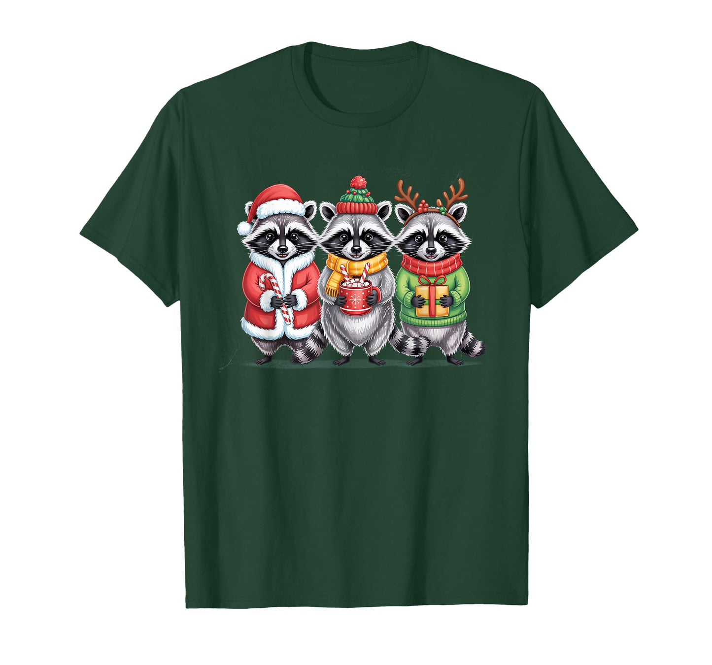 Cute Raccoon Christmas Funny Holiday Santa Claus Animal Gift T-Shirt