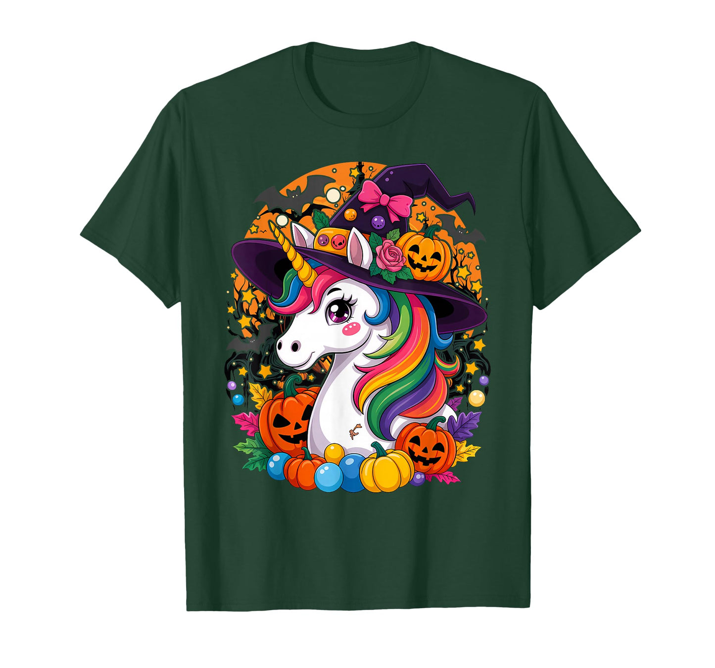 Halloween Unicorn Witch Girl T-Shirt