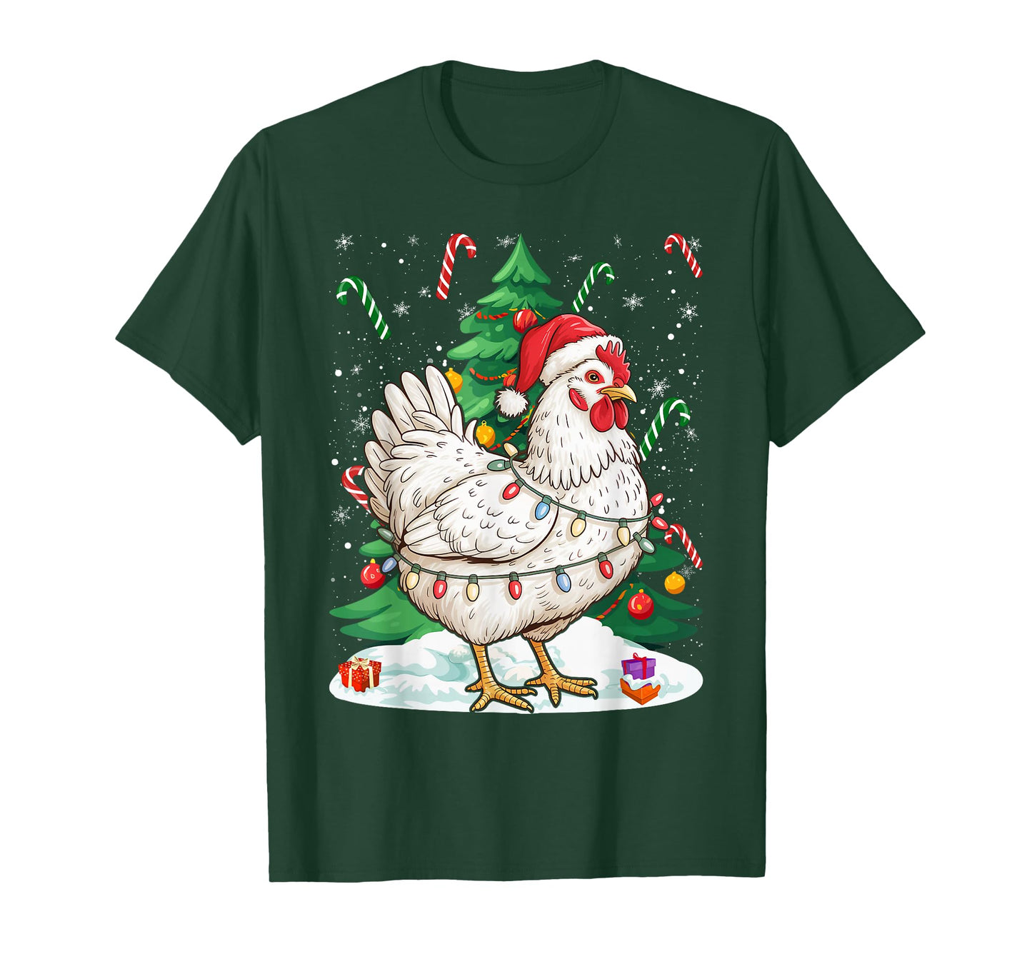 Chicken Christmas Santa Hat Xmas Kids Boys Girls T-Shirt