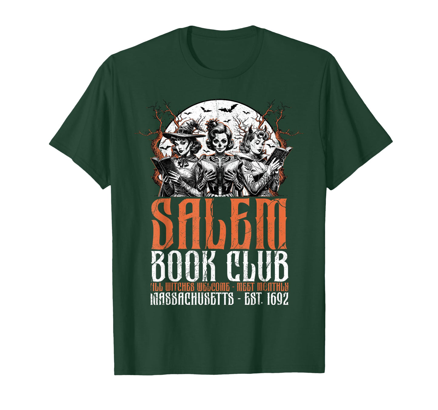 Halloween Salem Book Club Bookish Witch Spooky Season Retro T-Shirt