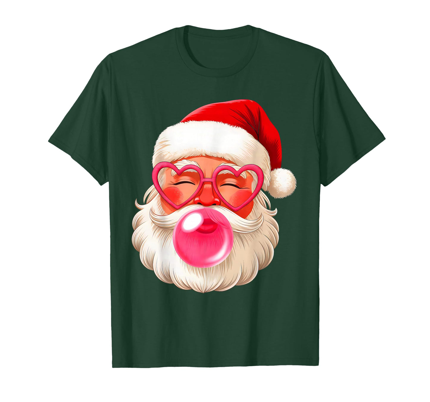 Santa Face Christmas Bubble Gum with Sunglasses Pink Santa T-Shirt