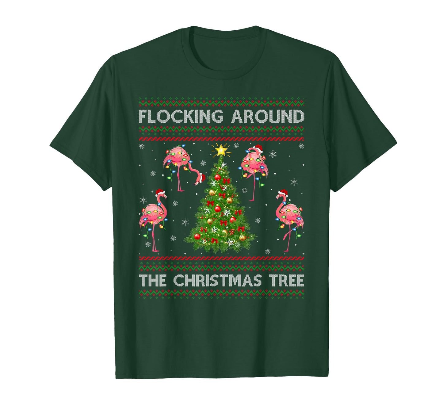 Flamingo Ugly Christmas Sweater Style Flamingo Bird Xmas T-Shirt