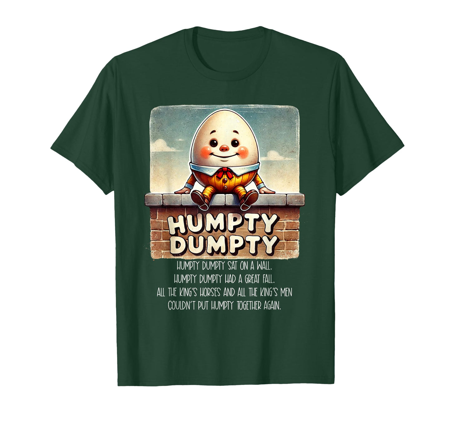 Humpty Dumpty Kids Nursery Rhyme Retro Humpty Dumpty Poem T-Shirt