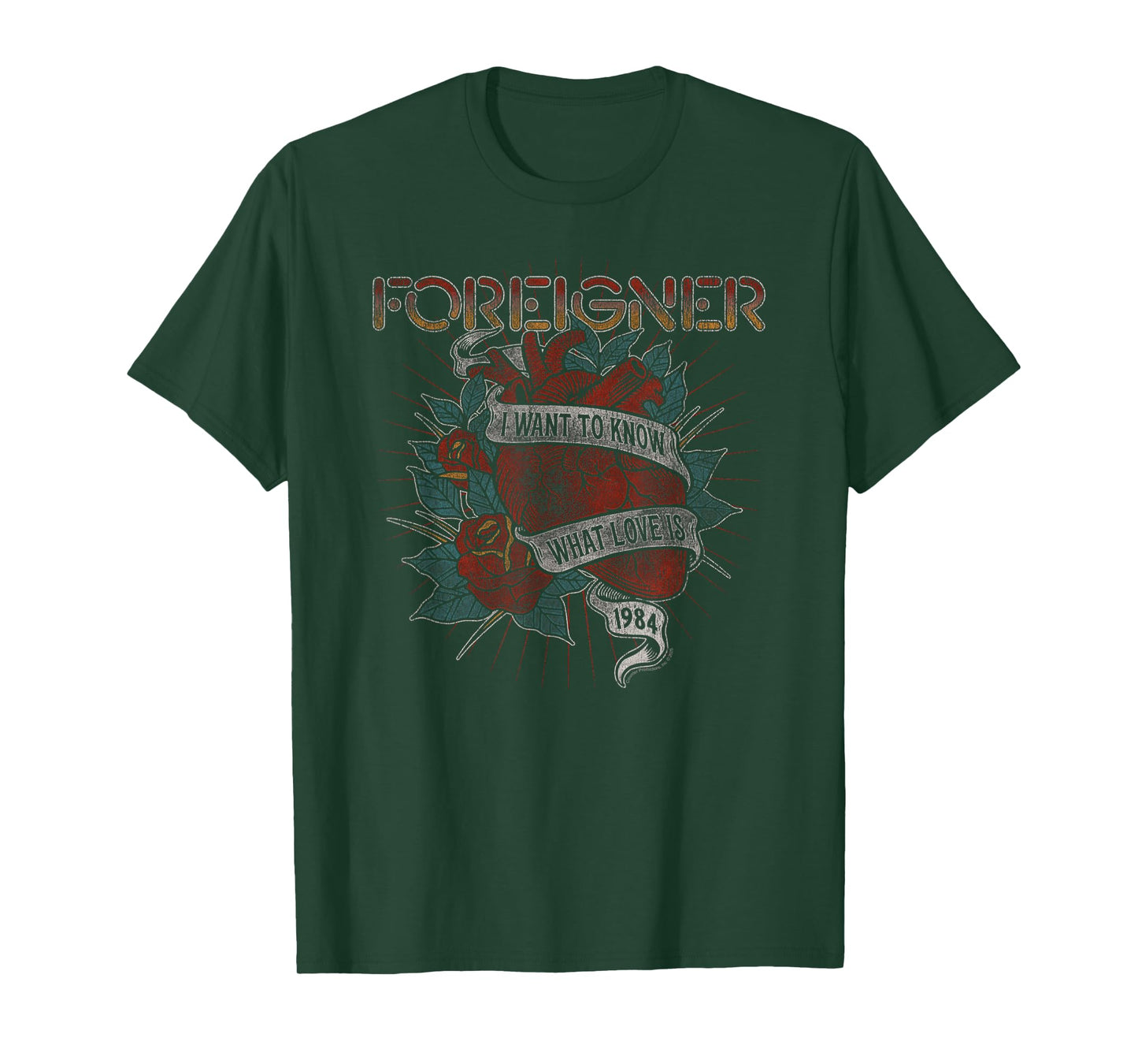 Foreigner I Want To Know What Love Is 1984 Heart Distressed T-Shirt