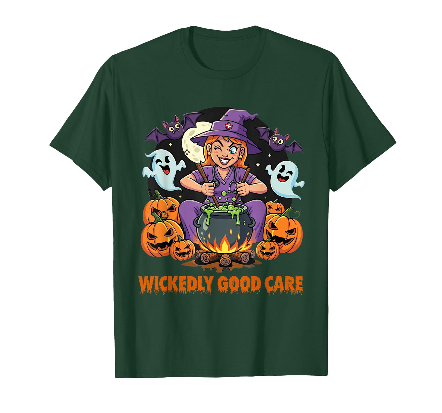 Halloween Nurse Tee– Wickedly Good Care Funny Witch Nurses T-Shirt