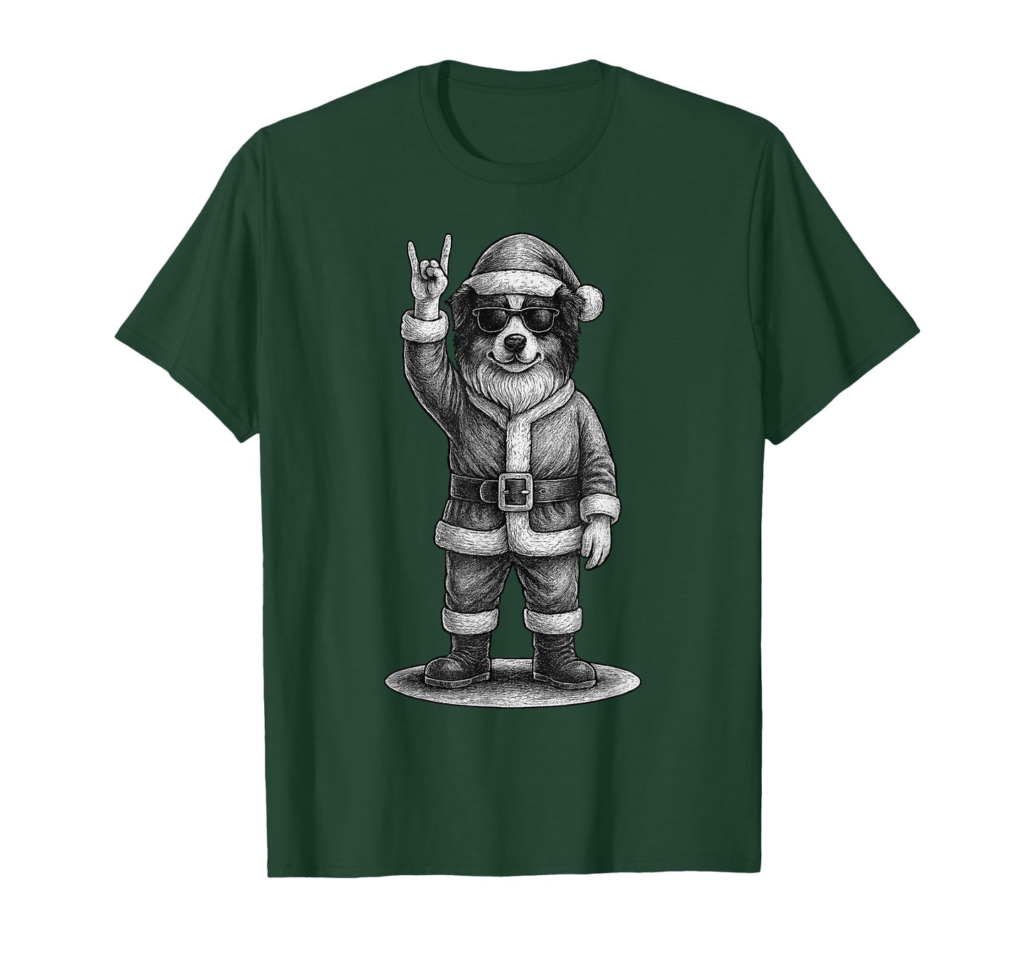 Australian Shepherd Rock Music Christmas Dog Lover T-Shirt