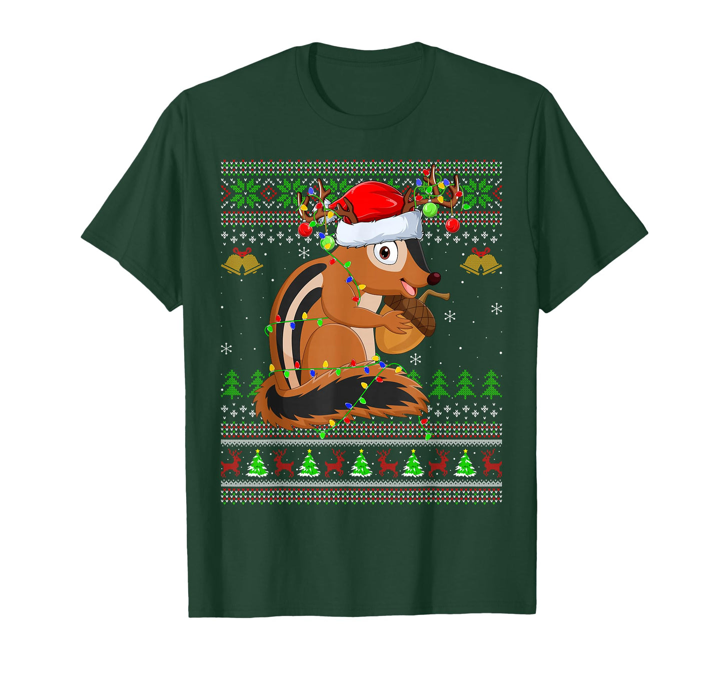 Chipmunk Ugly Christmas Sweaters Holiday Santa Cute Xmas T-Shirt