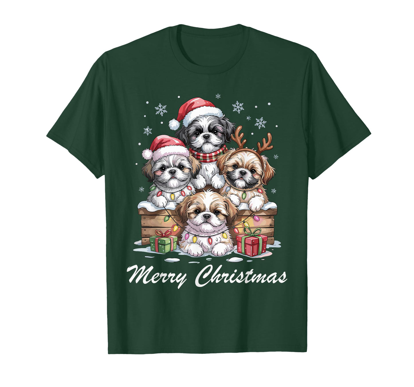 Shih Tzu Merry Christmas Funny Dog Lovers Holiday Pajama T-Shirt