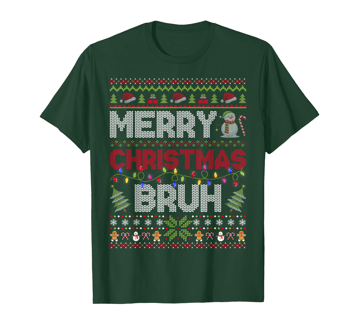 Ugly Christmas Sweaters Merry Christmas Bruh Xmas Men Boys T-Shirt