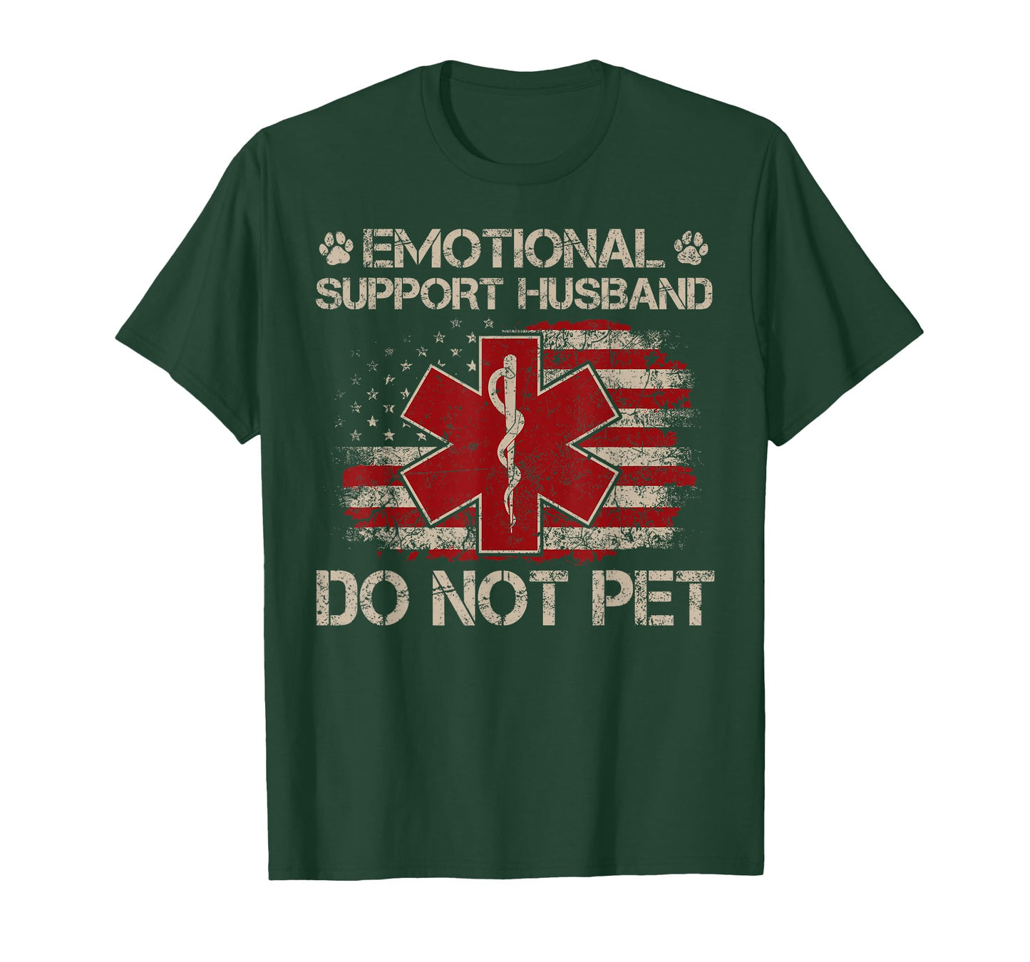 Emotional Support Husband Do Not Pet - Vintage American Flag T-Shirt