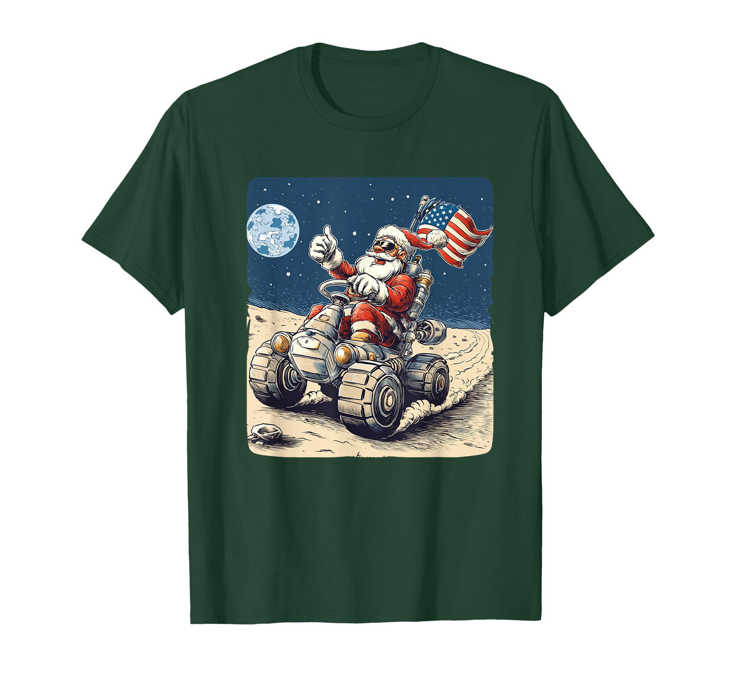 Cool Space Santa Claus Costume for Moon Christmas T-Shirt