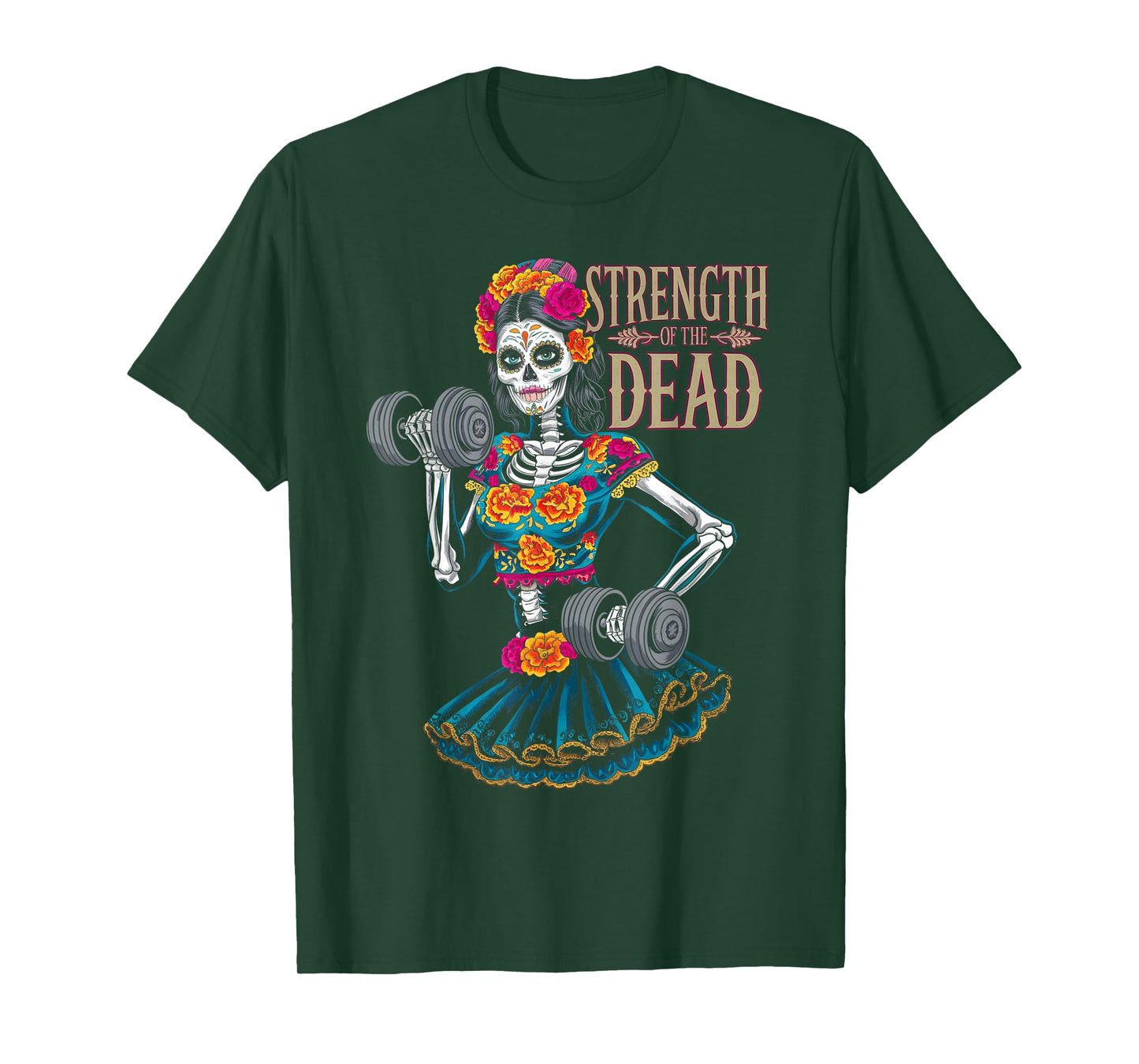 Dia De Los Muertos La Catrina Day of the Dead Gym Workout T-Shirt