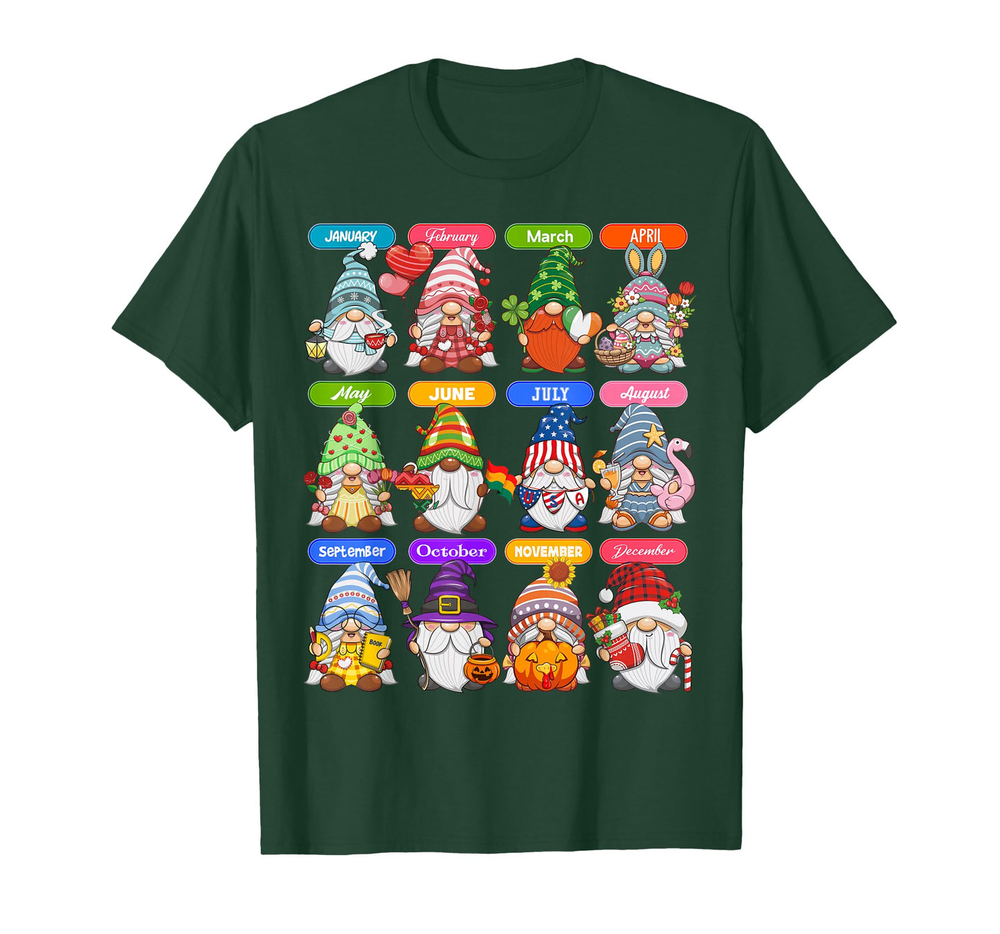 Cute Gnome Every Season Holiday Gnomes 12 Months of Gnomes T-Shirt