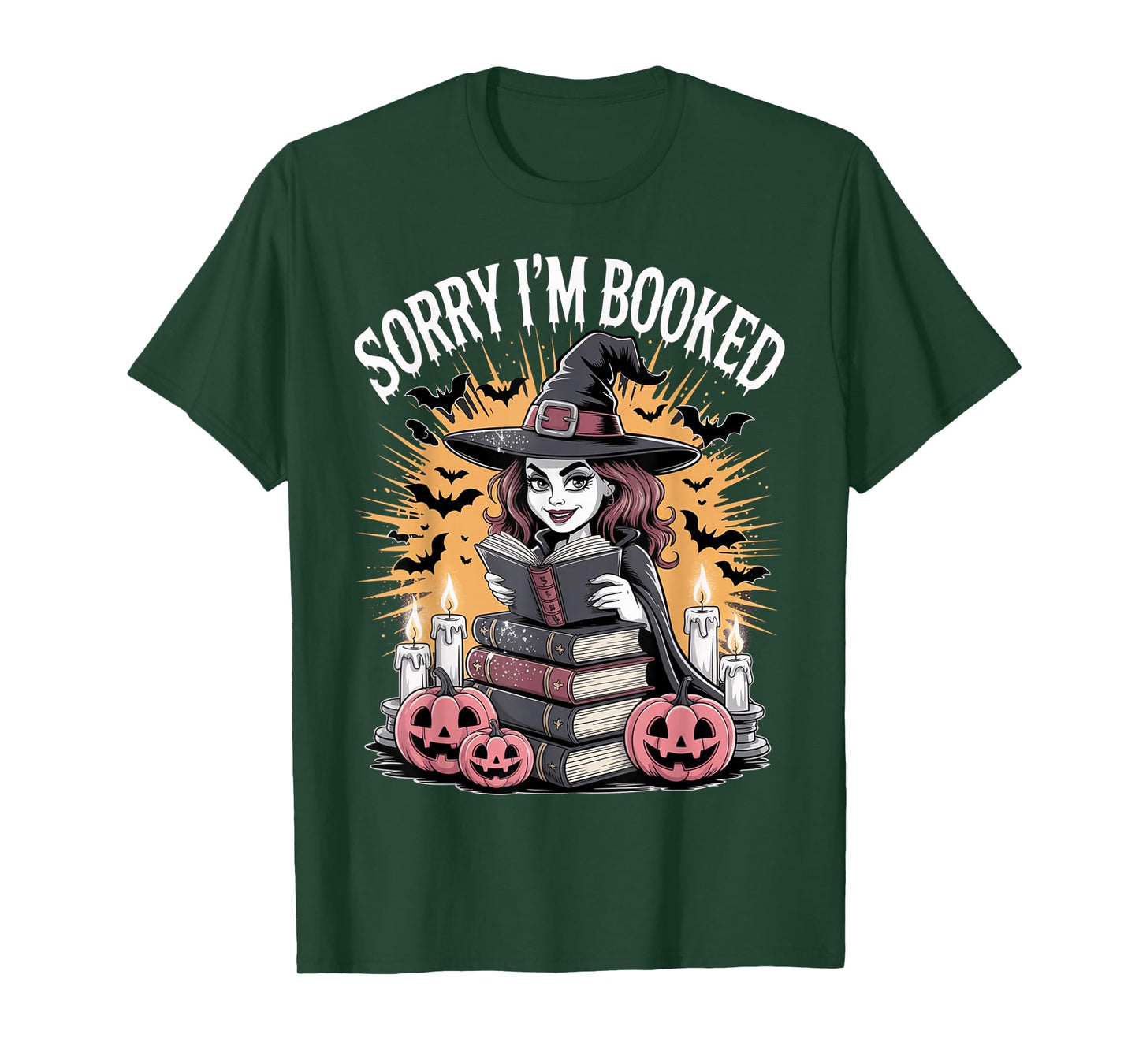Halloween Book Lover Witch Spellbooks Sorry Booked Reading T-Shirt