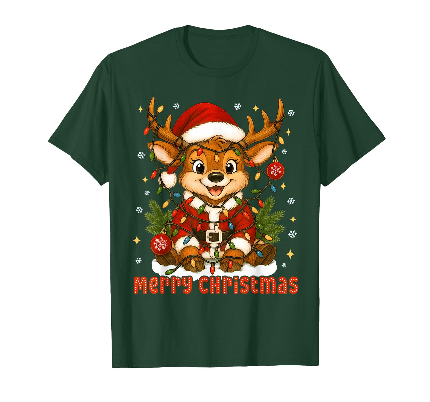 I'm Fine Everything is Fine Funny Christmas Reindeer Women T-Shirt