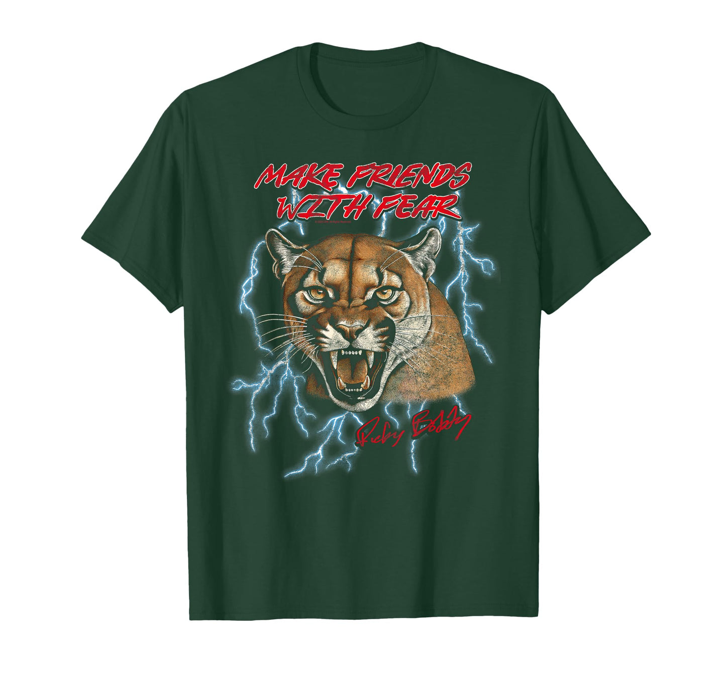 Talladega Nights Make Friends with Fear Cougar Vintage Movie T-Shirt