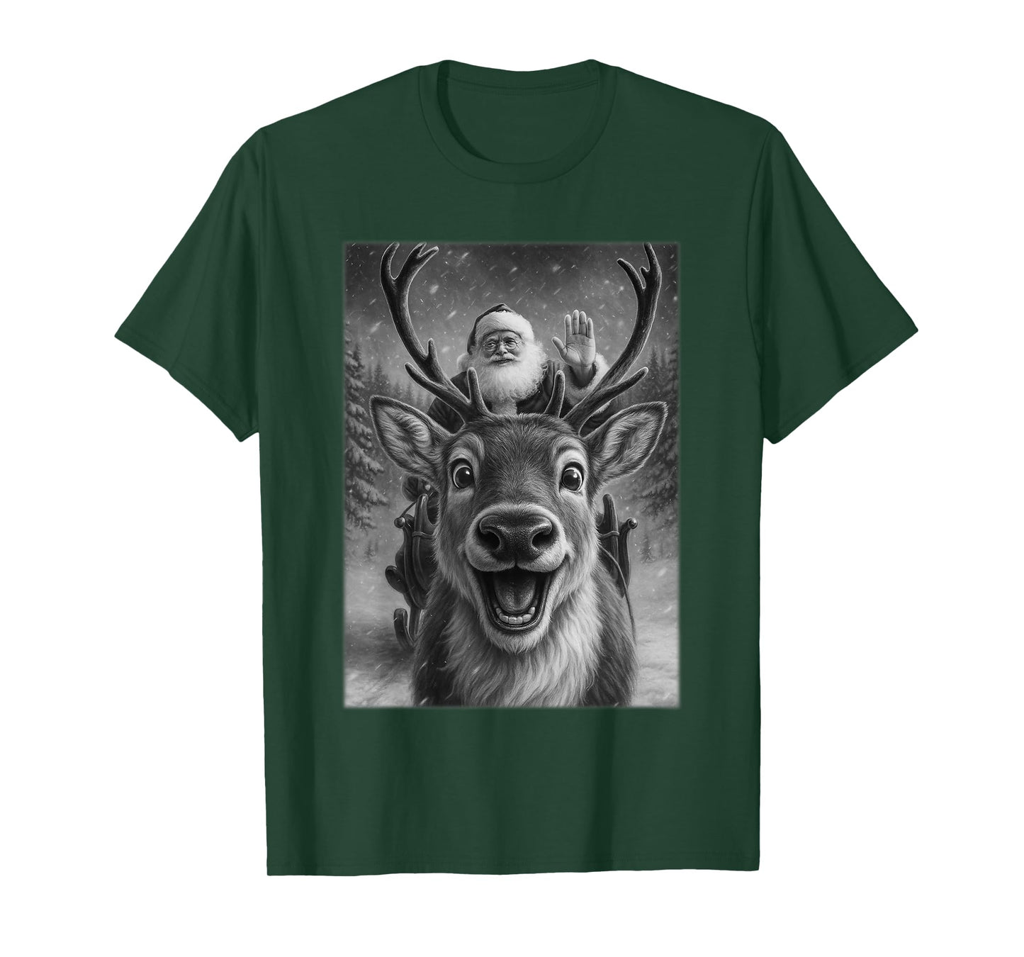 Christmas Reindeer Shirts for Women, Santa Reindeer Selfie T-Shirt